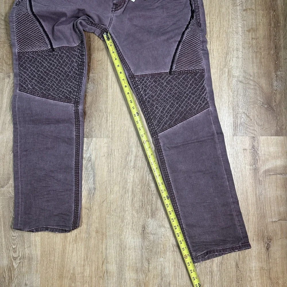 NEW Rock Revival Reid K6 Biker Jeans Men's 42 x 32 Burgundy Flex Stretch Pants